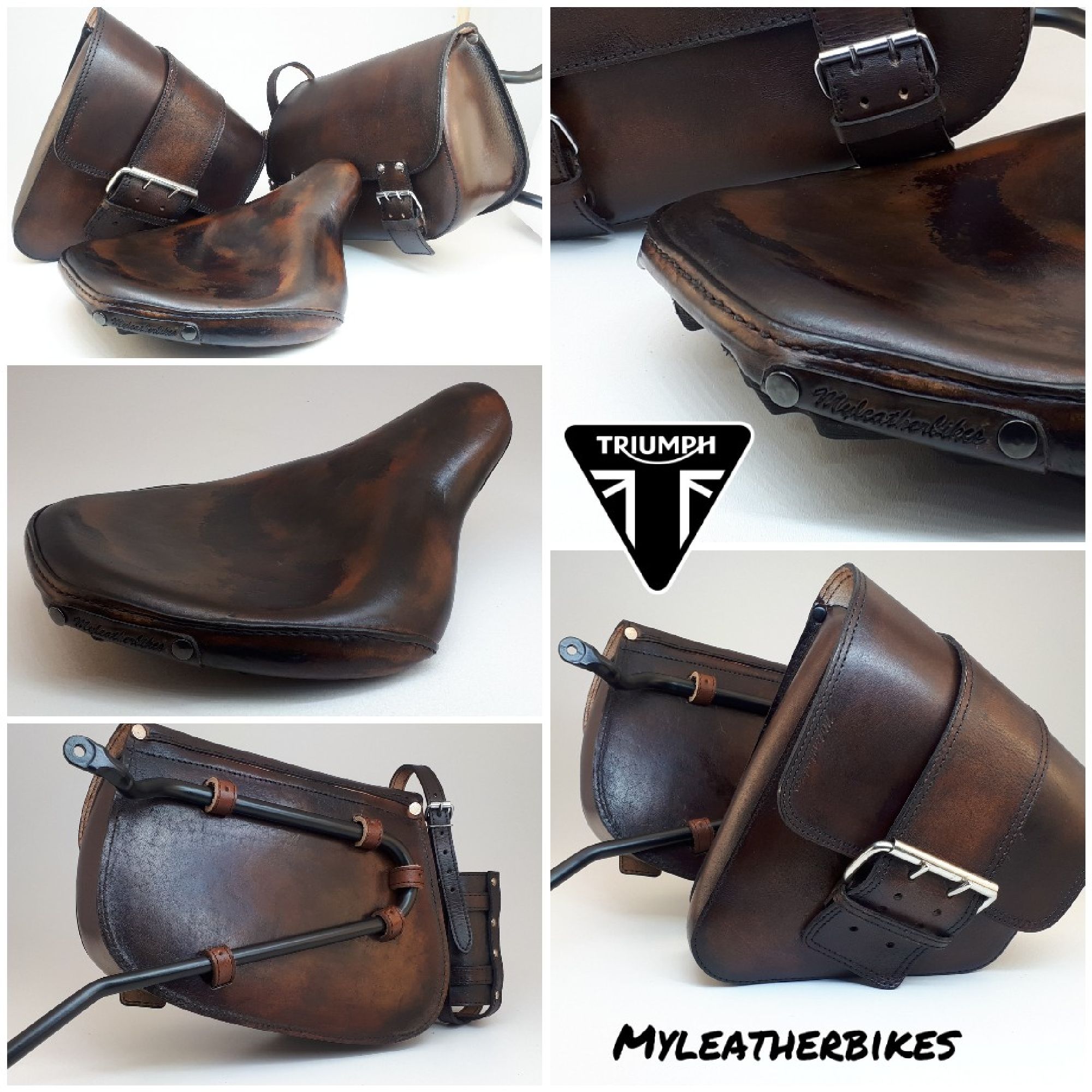 Ensemble selle et Sacoches Triumph Bobber Myleatherbikes